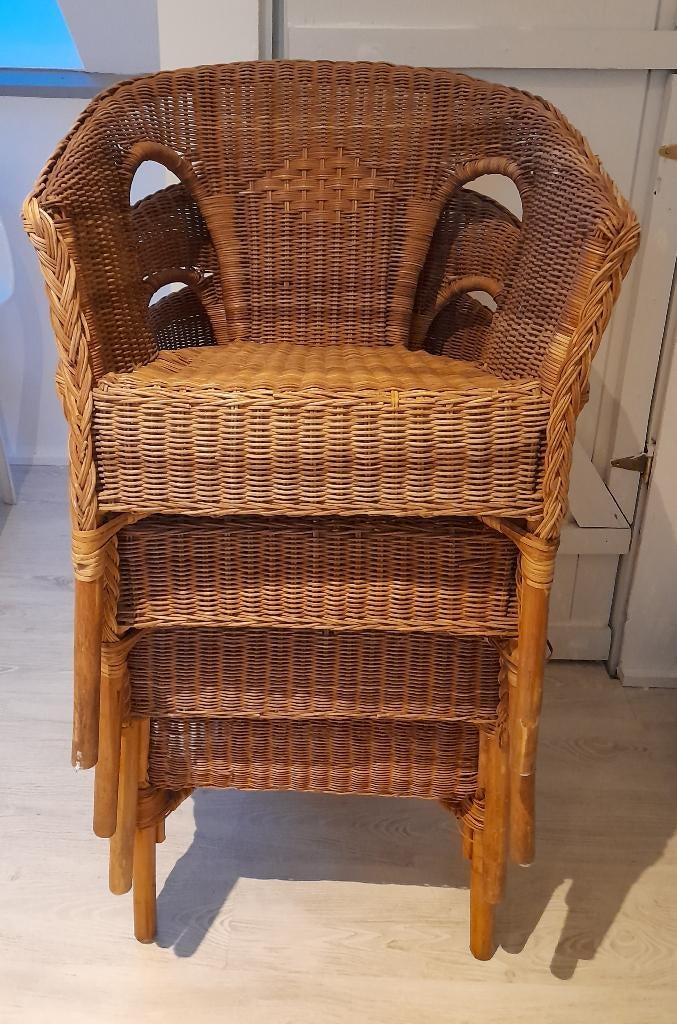 4 mooie rieten stoelen ikea, Huis en Inrichting, Stoelen, Ophalen, Gebruikt, Bruin, Landelijk