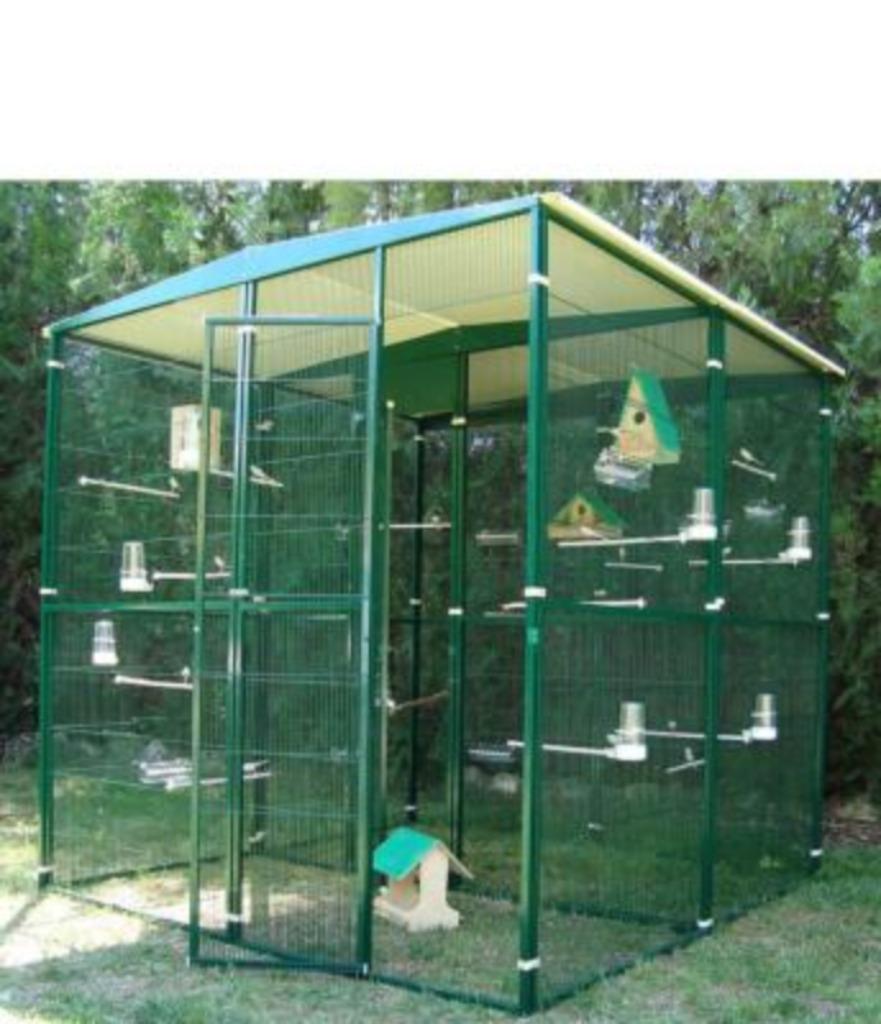 Volière 2x2x2 m séparée en deux PERRUCHE CANARI mandarin, Envoi, Neuf, Métal, Volière