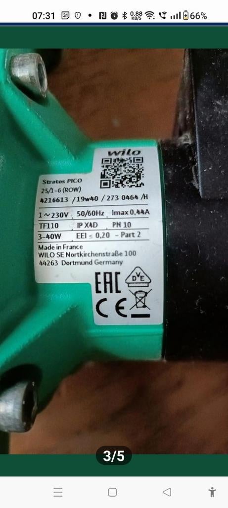 Energiezuinige Wilo Stratos Pico 25/1-6 circulatiepomp, Ophalen