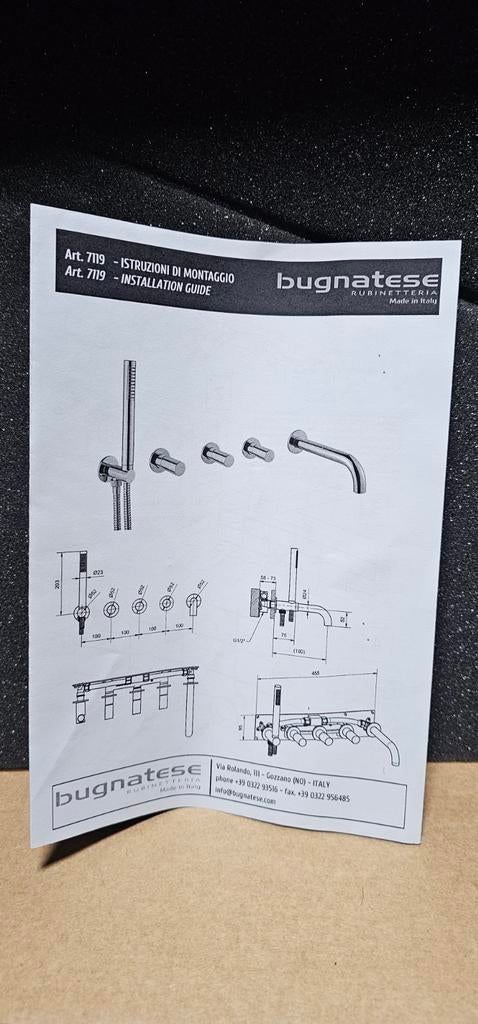 Mitigeur de bain Bugnatese avec pulvérisateur à main, noir m, Bricolage & Construction, Sanitaire, Neuf, Baignoire, Enlèvement ou Envoi