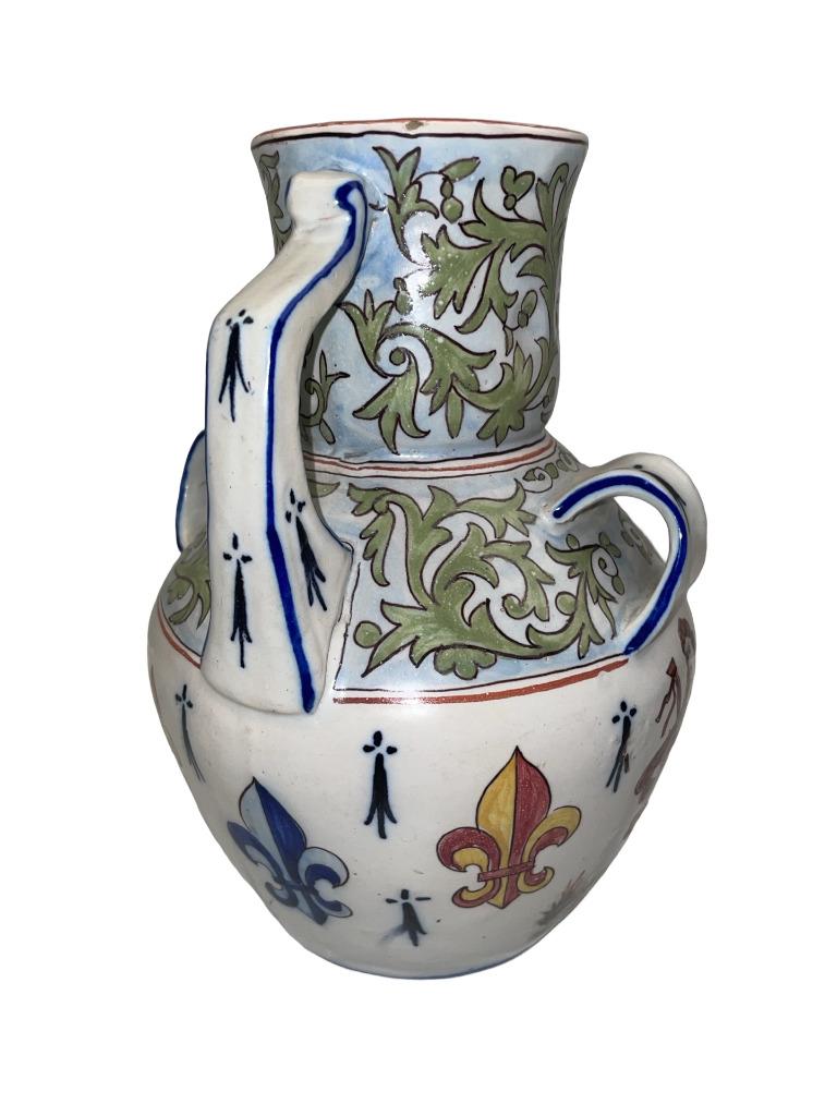 Vaas met vier handgrepen — Desvres — Musician Decor and Cres, Antiek en Kunst, Antiek | Keramiek en Aardewerk, Ophalen of Verzenden