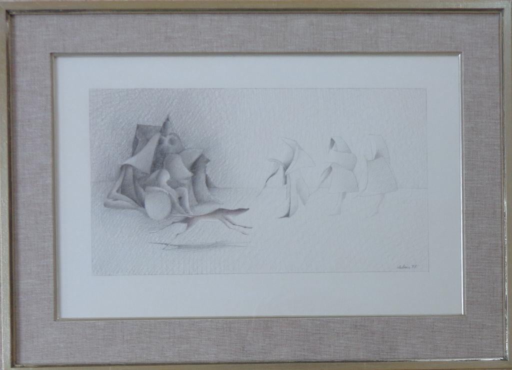 ALBERT DEBOIS / FIGUREN / ORIGINEEL WERK / 45x62cm / KADER, Enlèvement ou Envoi, Photo, Signé