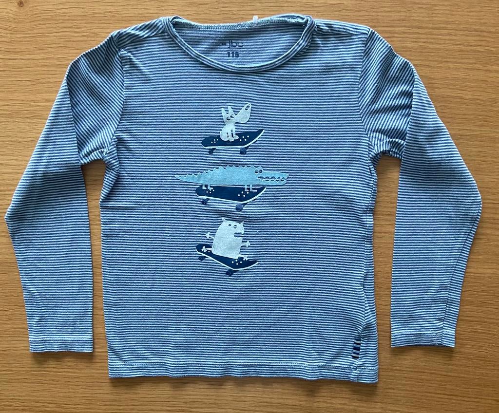 T-shirt à longues manches ligné crocodile - 6 ans - 2€, Comme neuf, Garçon