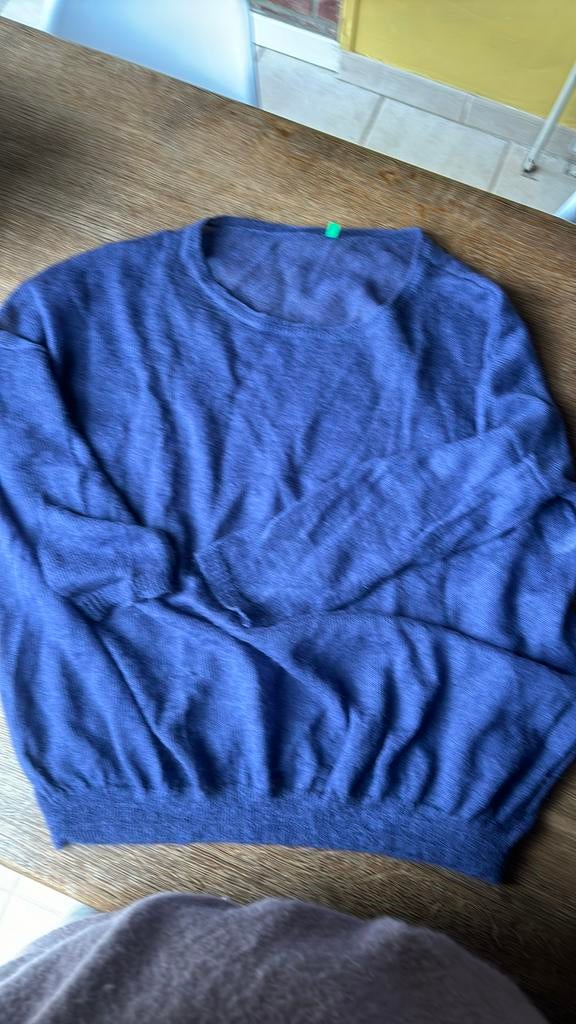 Donker lavendelblauwe trui met ronde hals L, Ophalen of Verzenden, Zo goed als nieuw, BENETTON, Maat 48/50 (M)