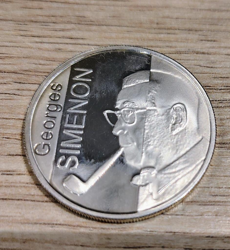 10 euros Georges Simenon 2003, Zilver, Ophalen of Verzenden, Losse munt, Zilver