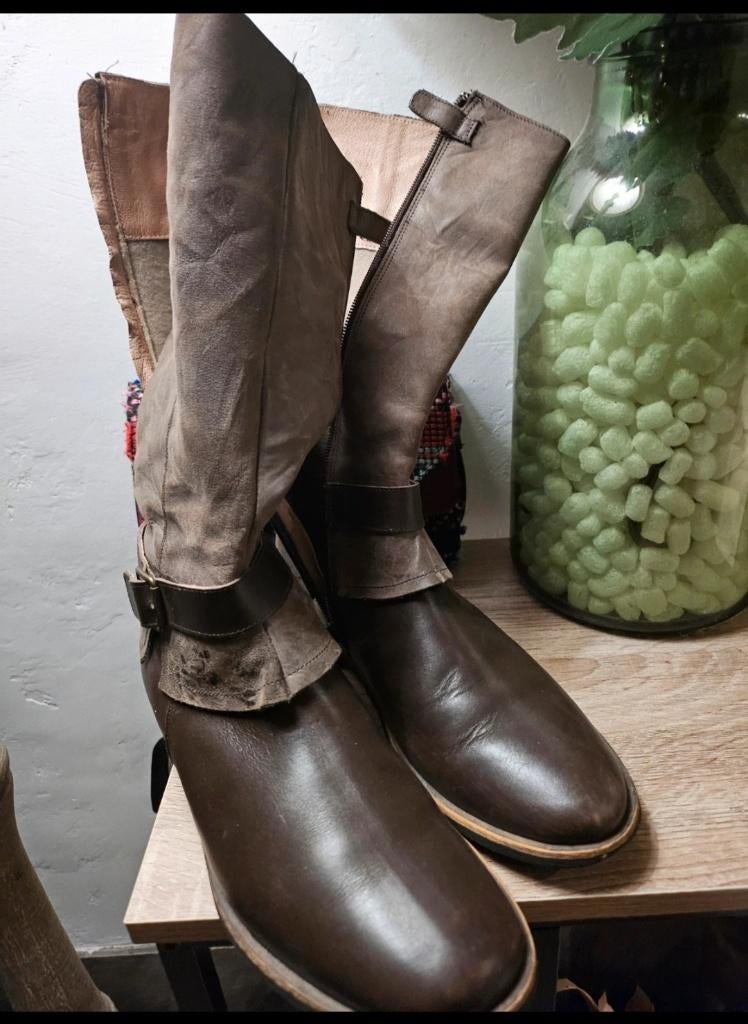 Garvalin bottes cuir, Enlèvement ou Envoi, Brun, Porté, Bottes hautes