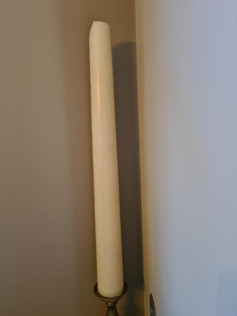 Grote kerk kaars interieurkaars 1 wit, Ophalen, Overige materialen, Gebruikt, 75 cm of meer