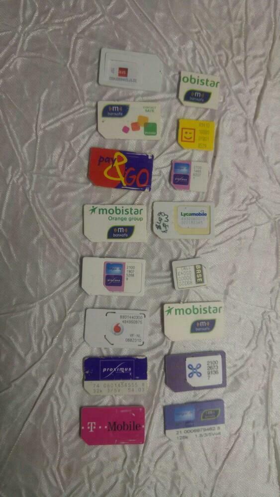 Vintage 16 Cartes Sim utilisées usagées perimées bloquées, Enlèvement ou Envoi, Utilisé