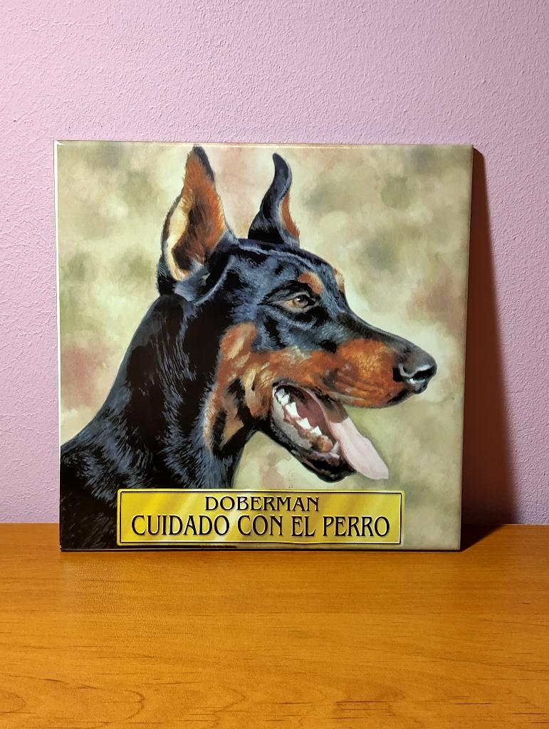 Plaque à accrocher Dobermann Cuidado con el perro, Enlèvement, Neuf