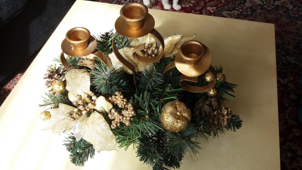 Kerstdecoratie met 3 kandelaars, Diversen, Kerst, Ophalen of Verzenden, Zo goed als nieuw