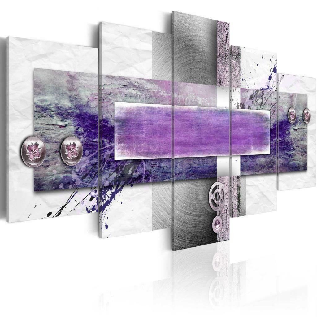 6 Abstract Paars Grijs 5 Luik Canvas Schilderij 200x100cm, Enlèvement ou Envoi