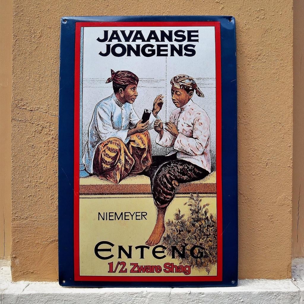 Reclamebord Javaanse Jongens Tabak Shag Indonesië Vintage, Verzenden, Reclamebord