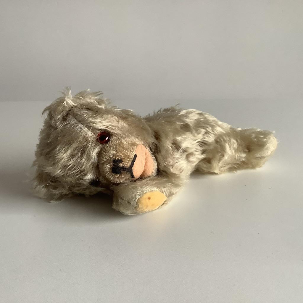 Vintage Steiff liggend floppy teddybeertje, Ophalen of Verzenden, Gebruikt, Stoffen beer, Steiff