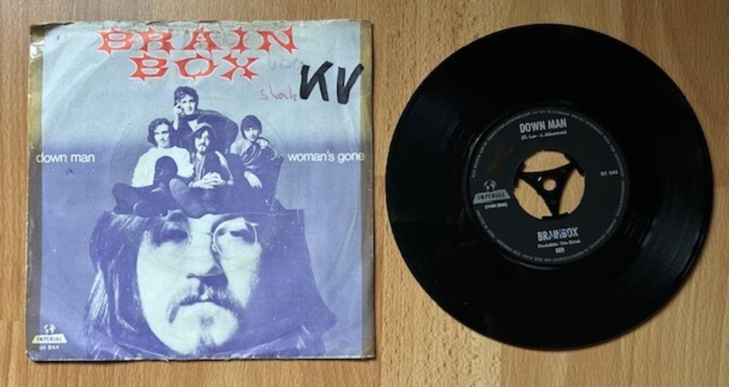 45T SINGLE BRAINBOX - DOWN MAN - NEDERBLUES, Gebruikt, 7 inch, Single, Ophalen of Verzenden