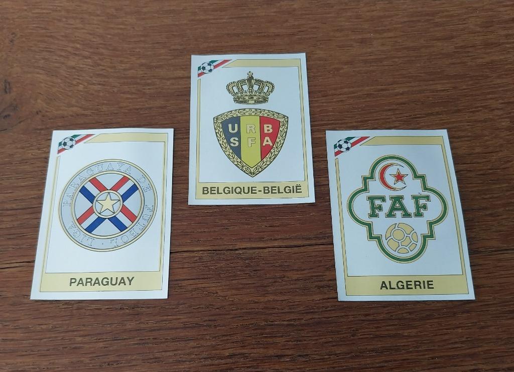 Panini WK Mexico 86 3 emblemen/badges/foils topstaat, Verzenden, Nieuw
