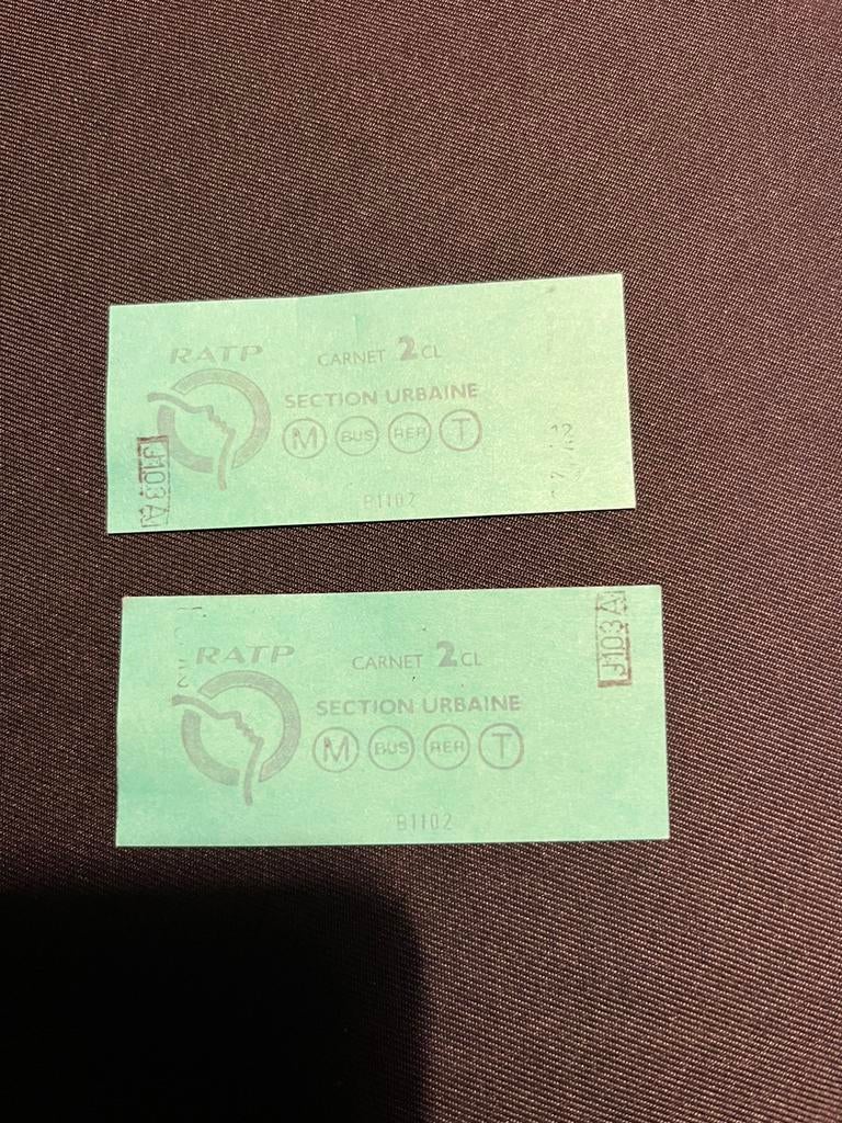 Tickets de métro de Paris utilisés, Deux personnes