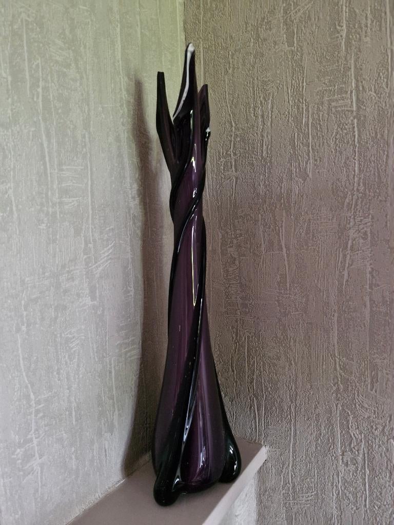 paarse glazen vaas, Huis en Inrichting, Ophalen, Zo goed als nieuw, Overige kleuren, Glas