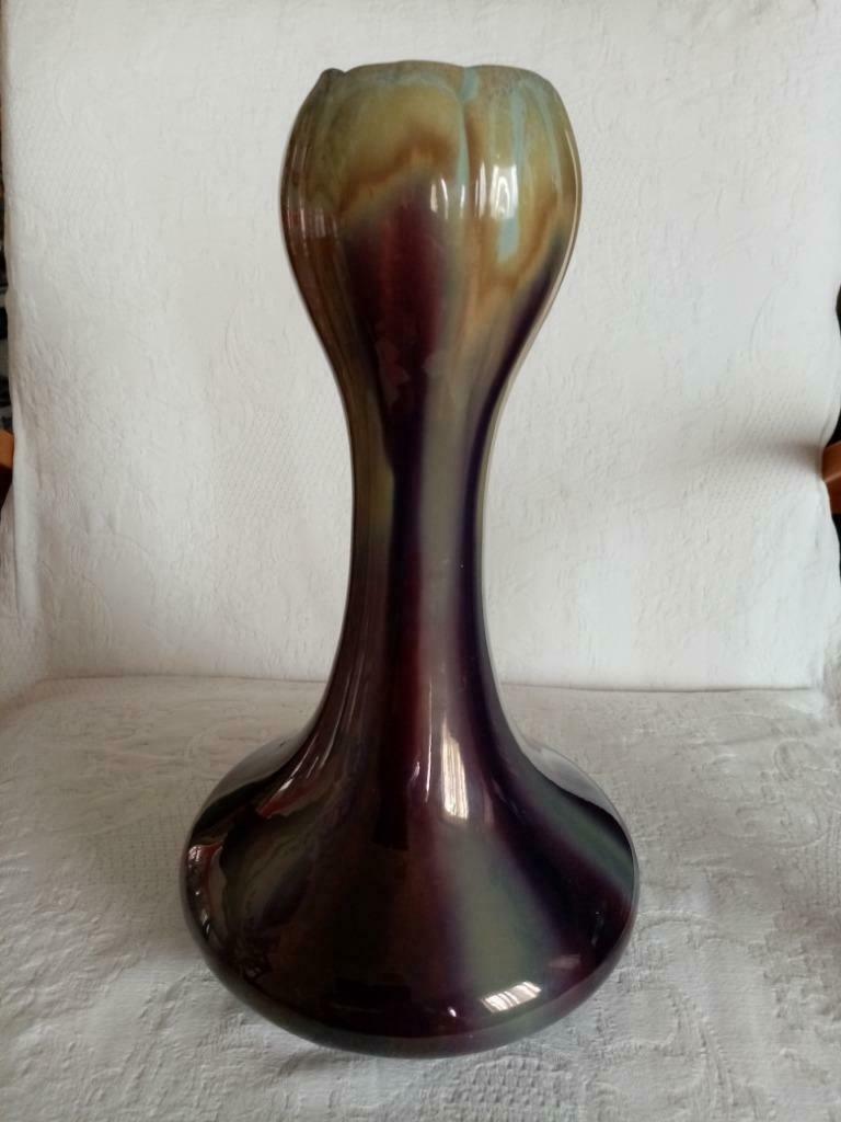 Vase tulipe art déco  faïencerie Thulin/Belgique  31cm, Enlèvement ou Envoi