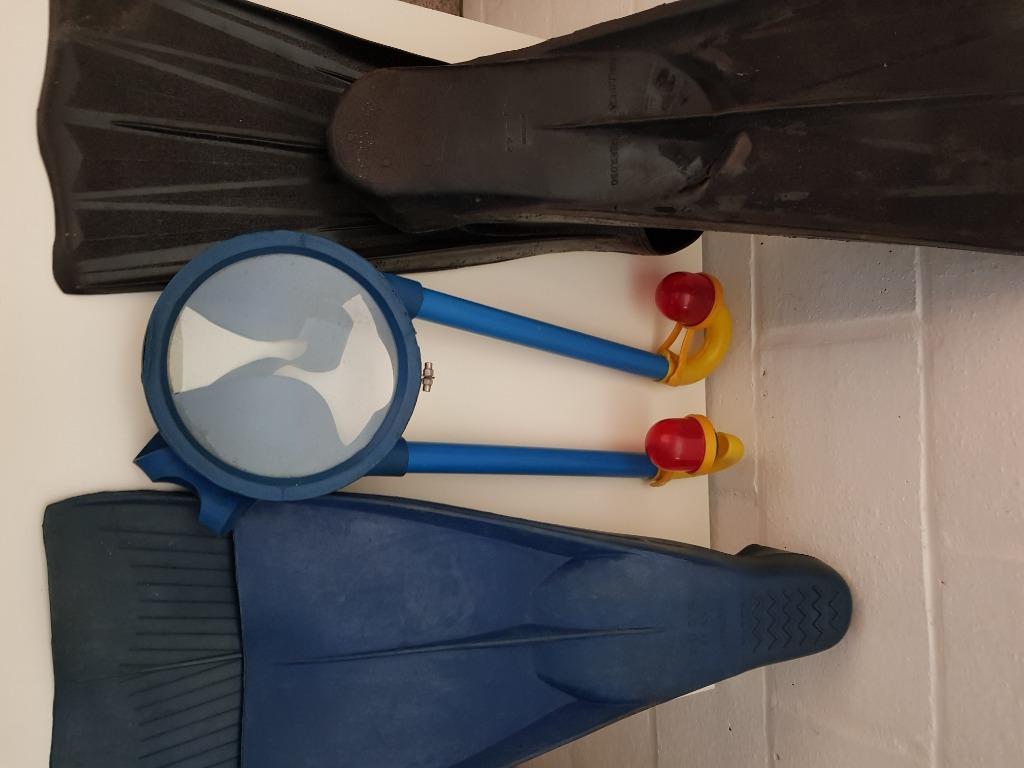 Palmes et lunettes de natation, Enlèvement, Utilisé