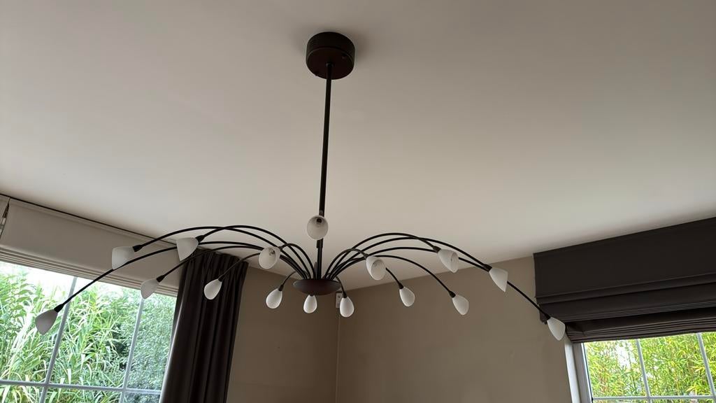 Lustre en fer brun foncé, 1m30/75 cm, Enlèvement, Comme neuf