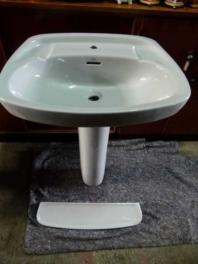vintage wastafel lavabo op zuil Roca  70er, Verzamelen, Retro, Huis en Inrichting, Ophalen