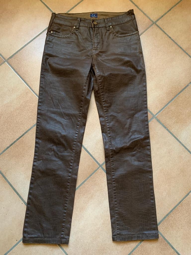 Trussardi jeans coton huilé motif serpent marron W27 UK 25, Autres couleurs, W27 (confection 34) ou plus petit, Porté, Trussardi