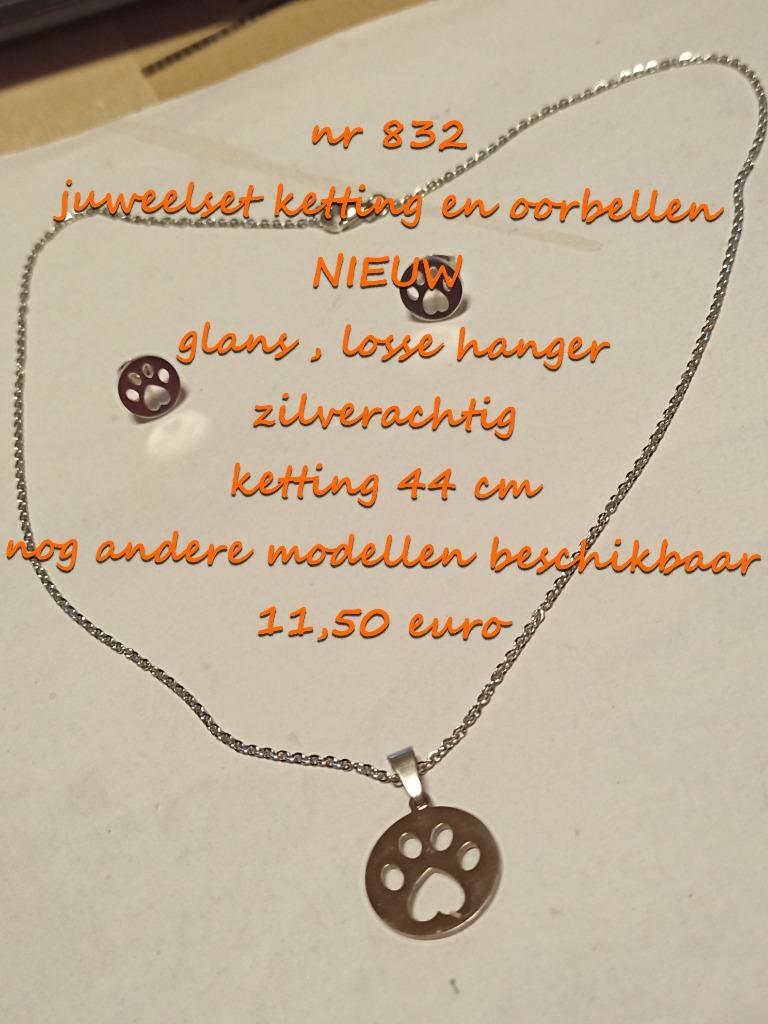 832. Juweelset : ketting en oorbellen , NIEUW , verzending i, Verzenden, Nieuw, Zilver, Overige materialen