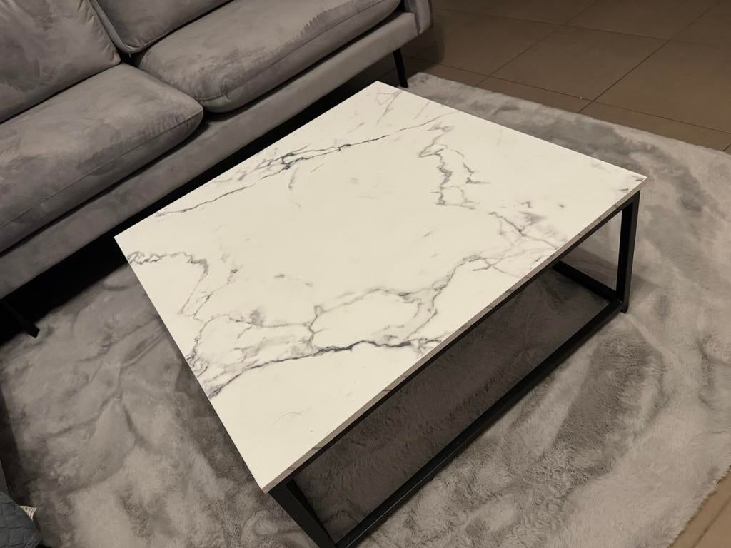 Table basse design effet Marbre Blanc, Neuf, Moins de 50 cm, 50 à 100 cm, Carré