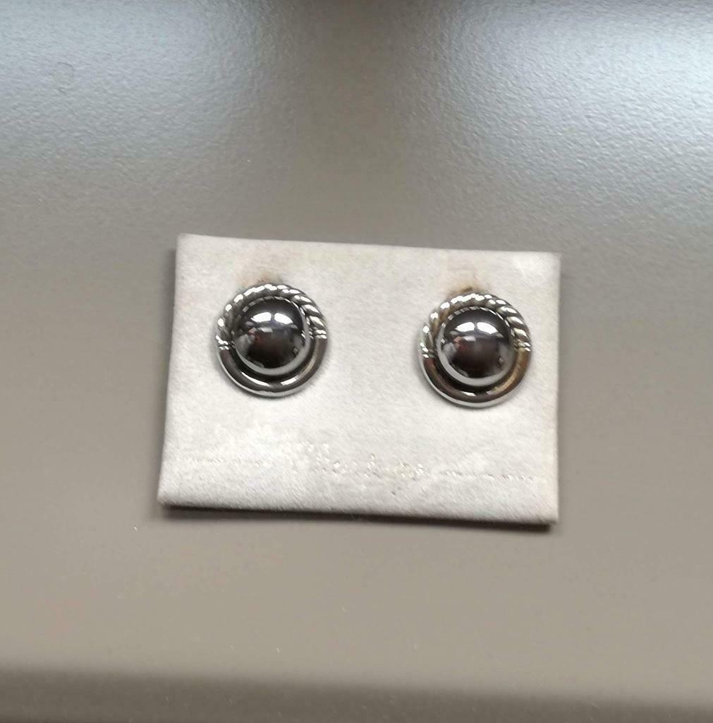 vintage oorbellen met clip grijs metaal - diameter 2,3 cm, Ophalen of Verzenden, Gebruikt, Grijs