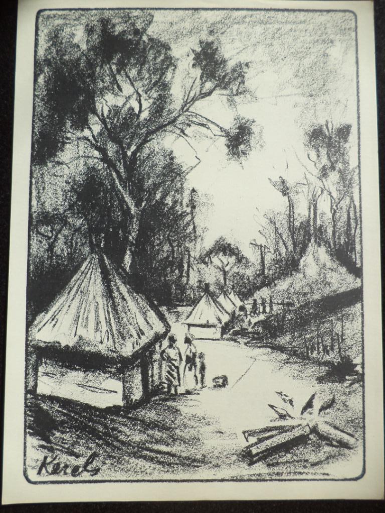 Henri Kerels 'Village du Katanga' Congo litho originale RDC, Antiquités & Art, Enlèvement ou Envoi