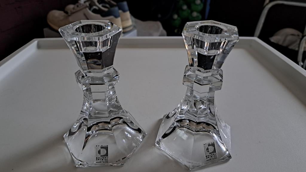 2 kristallen kandelaars, Ophalen of Verzenden
