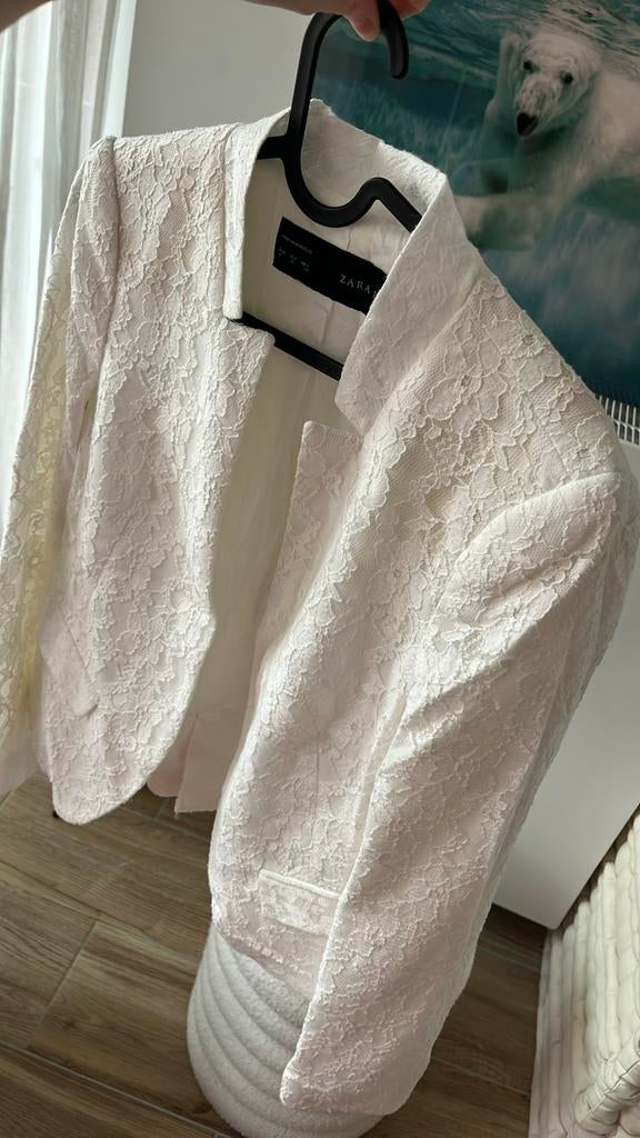Blazer blanc dentelle zara M, Zo goed als nieuw, Wit