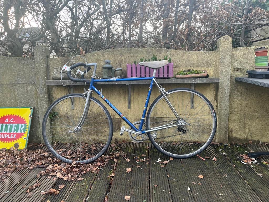 Retro koersfiets blauw, Fietsen en Brommers, Ophalen, Gebruikt, Overige merken