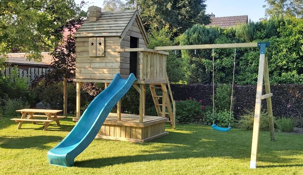 Speeltoestellen van hout | Schommels | Glijbanen | Tuin, Kinderen en Baby's, Speelgoed | Buiten | Speeltoestellen, Nieuw, Brandweerpaal