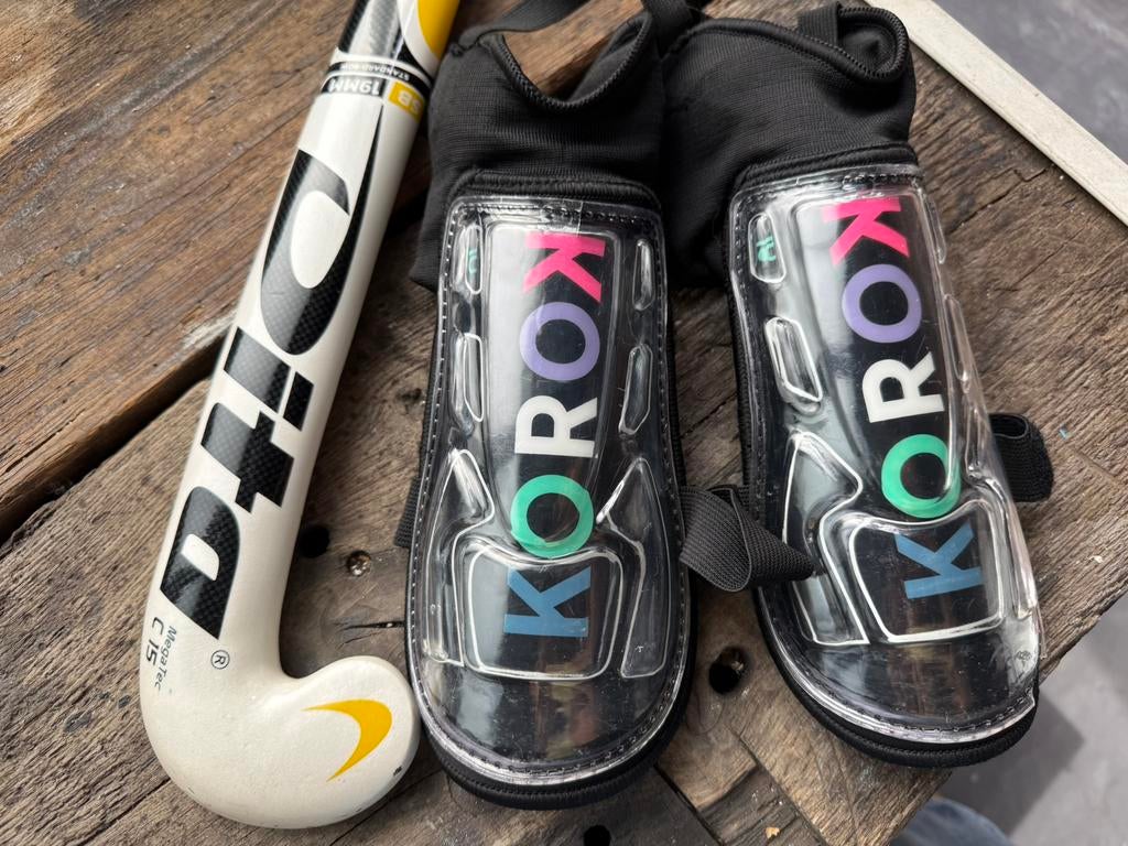 Hockey stick 19 mm en scheenbeschermers, Sport en Fitness, Hockey, Ophalen, Gebruikt, Stick