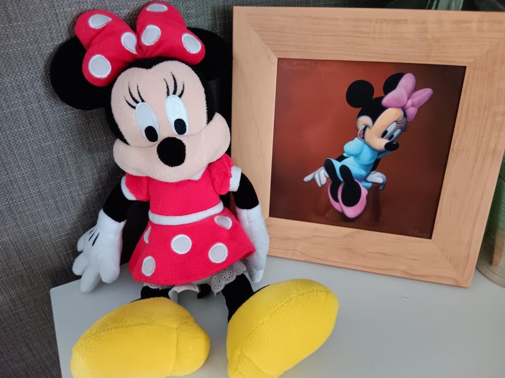 Mickey en minnie mouse kader met knuffeltjes, Verzamelen, Ophalen of Verzenden, Mickey Mouse, Zo goed als nieuw, Knuffel