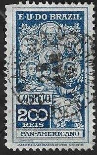 1 Postzegel Brazilië 1909 Pan-Amerikaans congres, Ophalen of Verzenden, Gestempeld, Zuid-Amerika