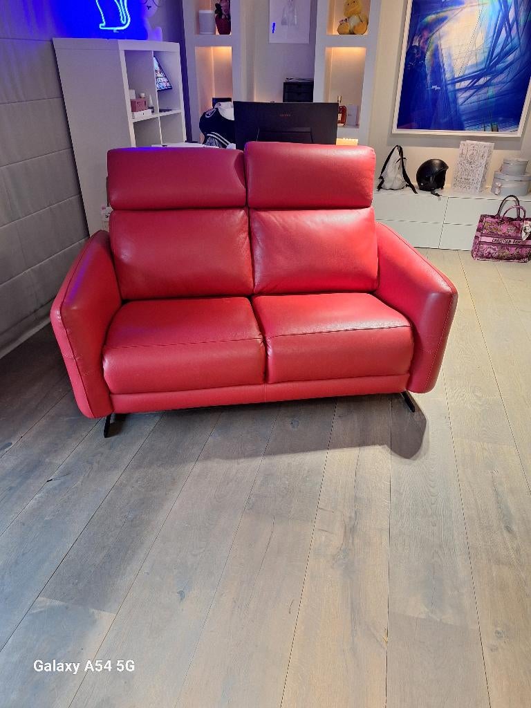 2 Canapés rouge avec relaxe électrique  château dax, Maison & Meubles, Enlèvement ou Envoi, Quatre personnes ou plus, Cuir, Utilisé