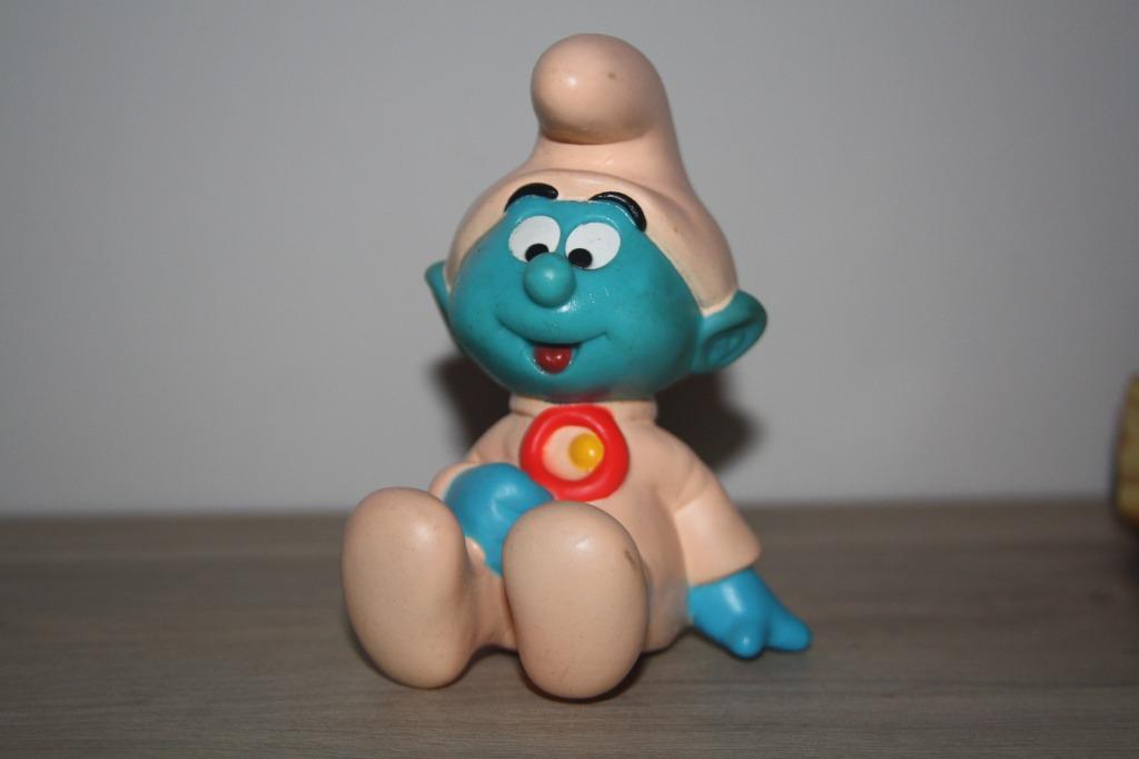 Peyo , Baby Smurf , Piepfiguur , 1991 , 11 cm hoog, Collections, Schtroumpfs, Enlèvement ou Envoi, Utilisé, Bébé Schtroumpf, Poupée, Figurine ou Peluche