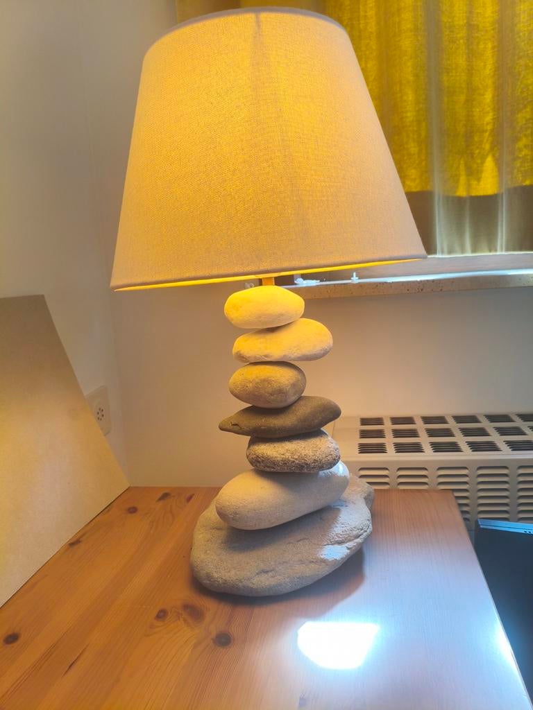 Lampe de table sur socle en pierre naturelle, hauteur 50 cm, Enlèvement, Comme neuf