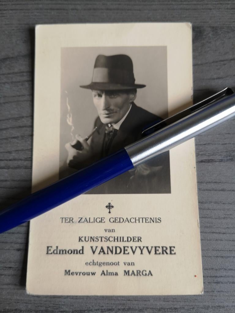 Kunstschilder Edmond Vandevyvere Oudenaarde 1880 1950, Verzamelen, Bidprentjes en Rouwkaarten, Ophalen of Verzenden