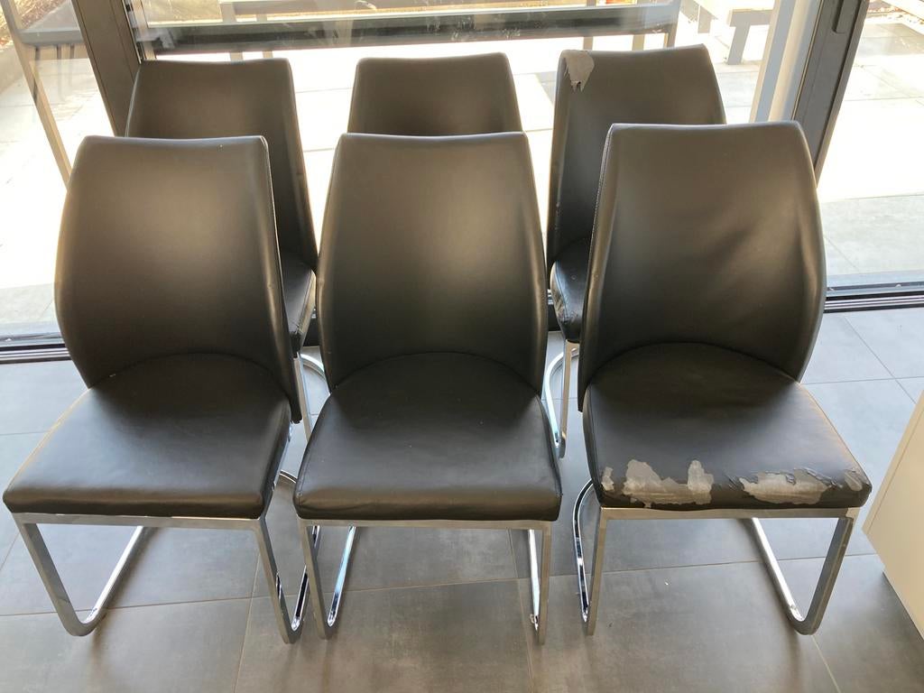 Eetstoelen, kunstleer deels te vervangen, Ophalen, Kunststof, Gebruikt, Zwart
