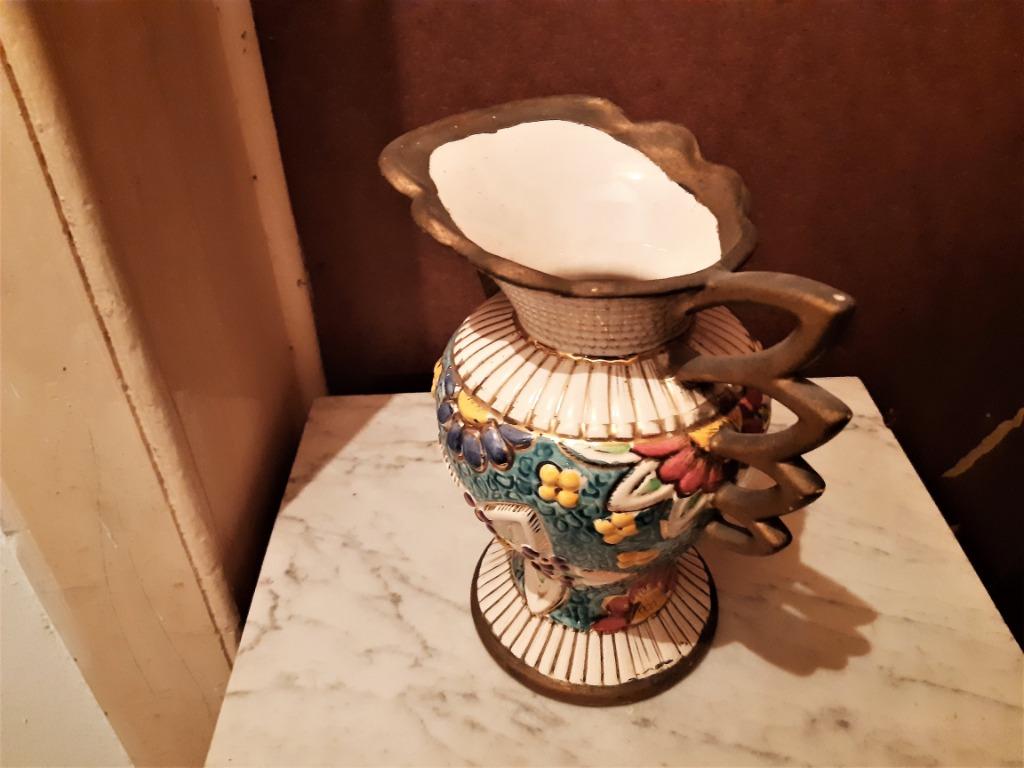 vintage , bequet belgisch aardewerk sierlijke vergulde vaas., Antiek en Kunst, Ophalen