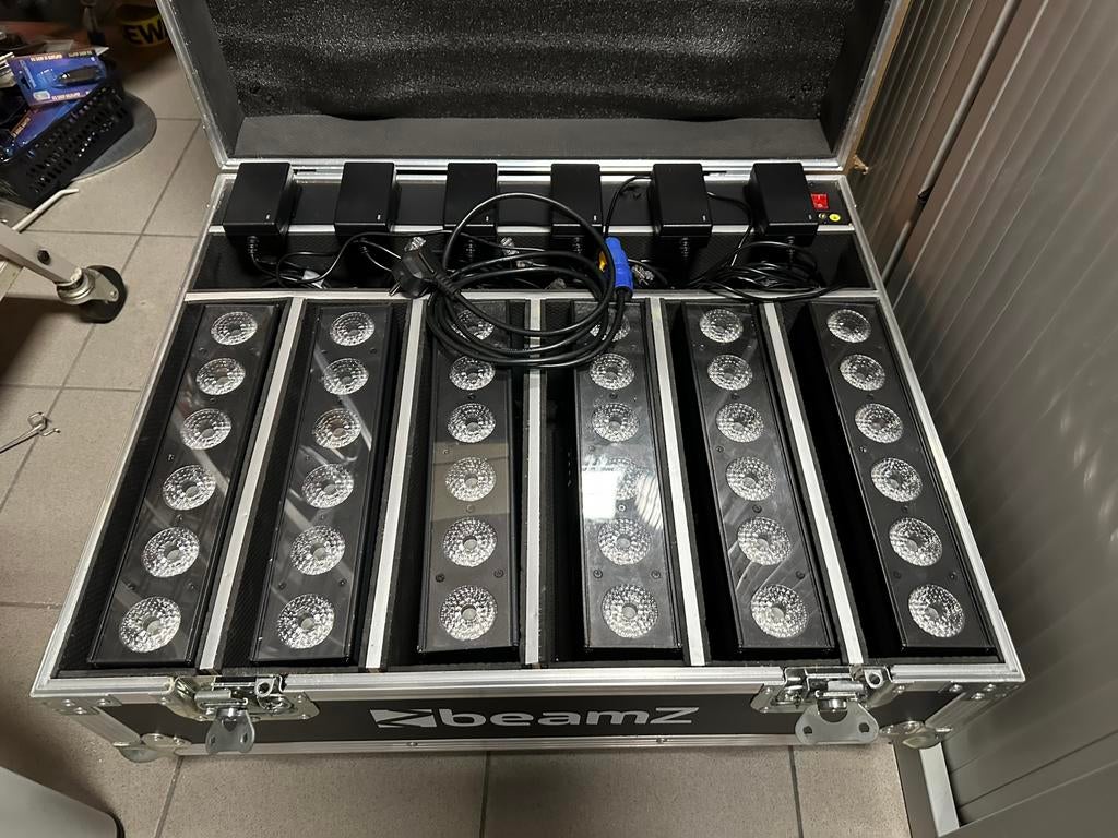 Flightcase met 6x beamz BBB612, Musique & Instruments, Lumières & Lasers, Comme neuf, Lumières, Couleur, Enlèvement