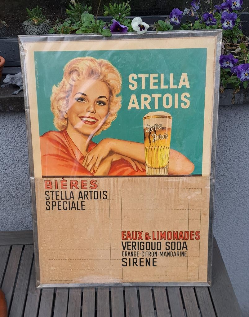 Tarif Stella Artois des années 1950, Enlèvement ou Envoi, Utilisé, Panneau publicitaire