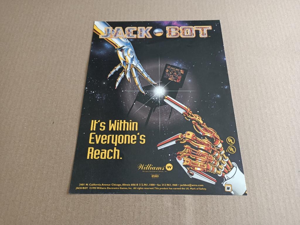 Flyer: Williams Jack-Bot (1995) Flipperkast, Envoi, Flipper (jeu), Williams