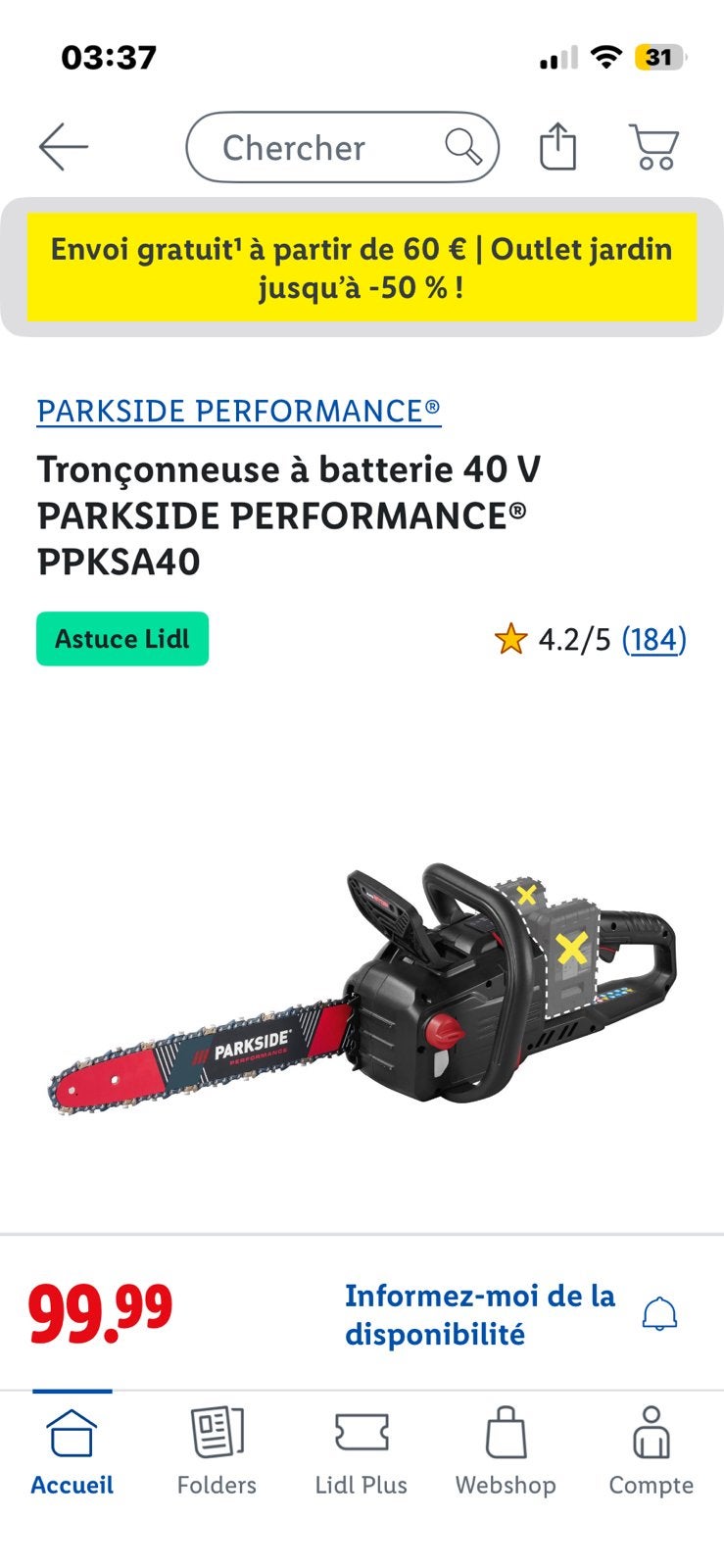 Tronçonneuse neuve, Enlèvement ou Envoi, Comme neuf, Tronçonneuse