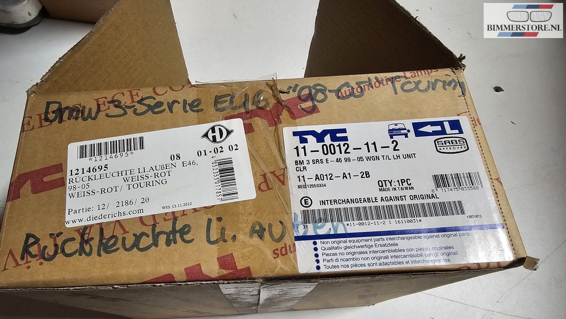Achterlicht links wit rood BMW 3 serie E46 Touring 1214695 1, Neuf, -, Origine de la pièce connue, -