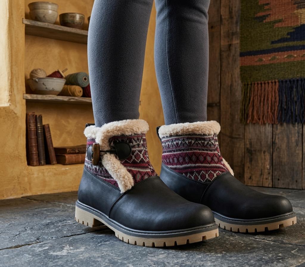 Warme Dames Enkellaarsjes met Bont en Print - Maat 38, Vêtements | Femmes, Chaussures, Neuf, Bottes de pluie, Enlèvement ou Envoi