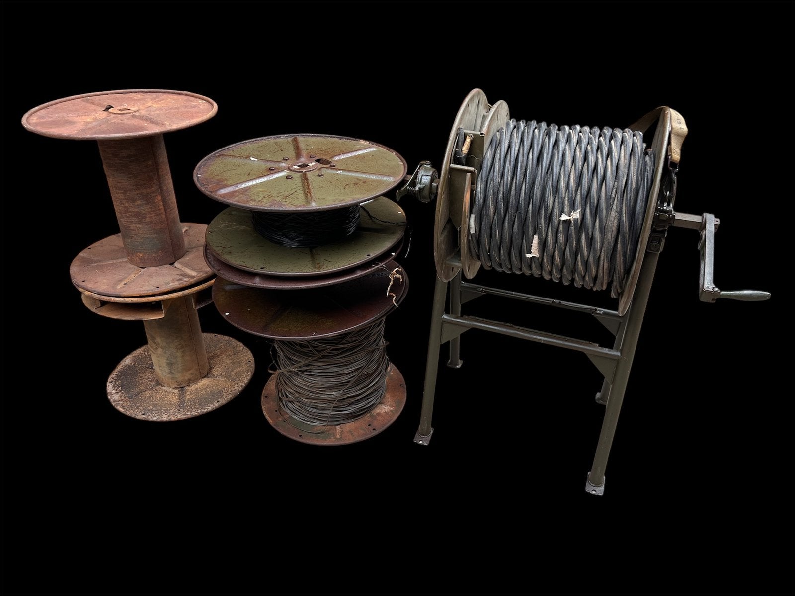 Original WWII U.S. Army Signal Corps RL-31 Cable Reel Set, Ophalen, Landmacht
